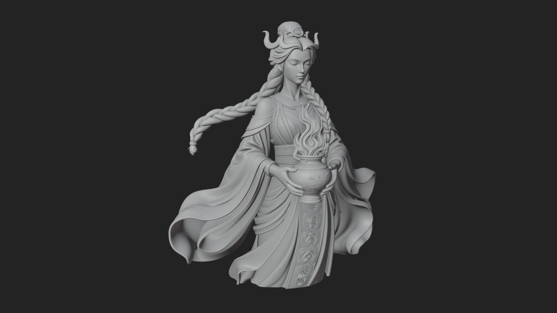 Woman with Water Jar Statue Design 1 3D Print Model 3D Model