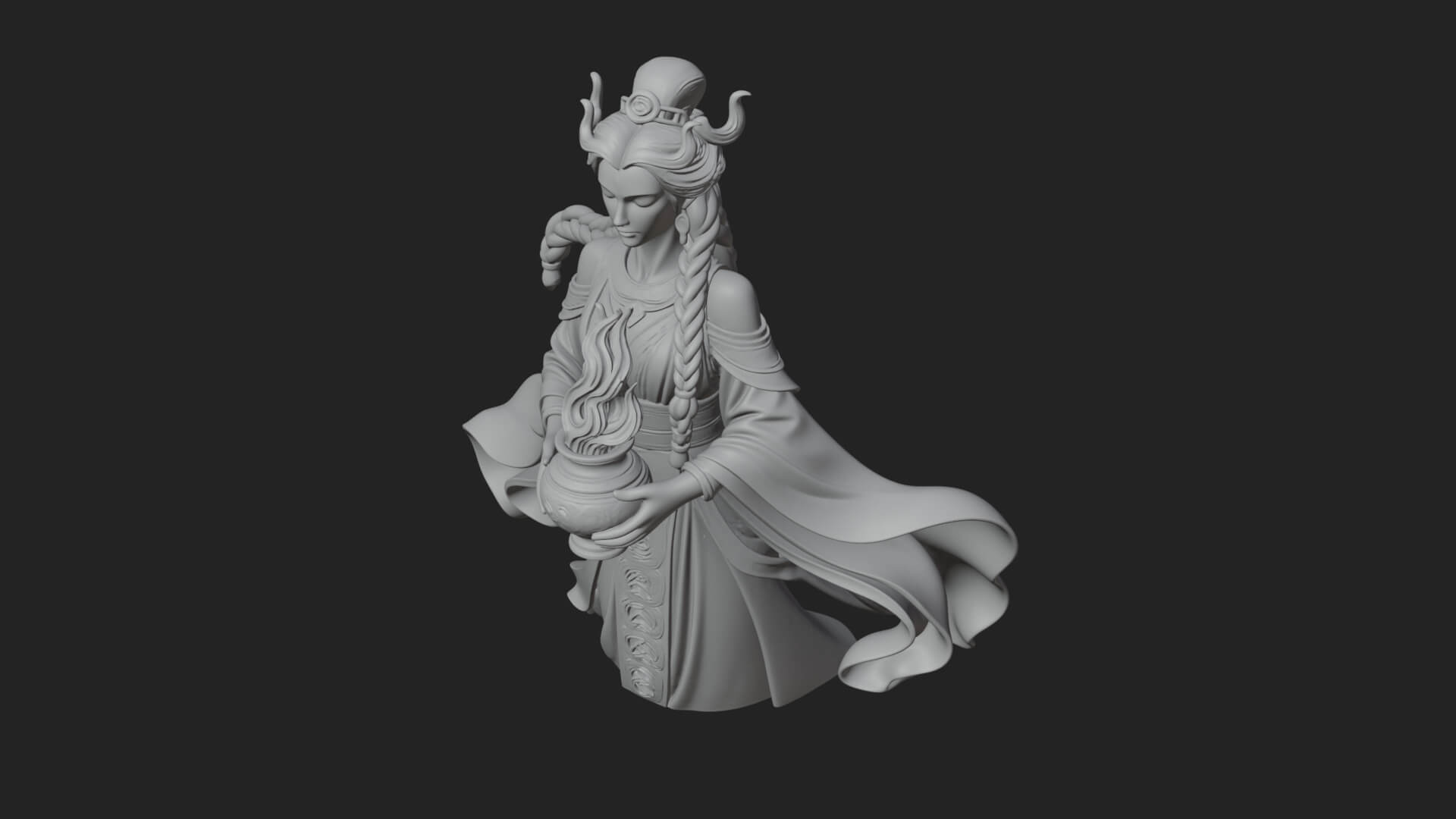 Woman with Water Jar Statue Design 1 3D Print Model 3D Model