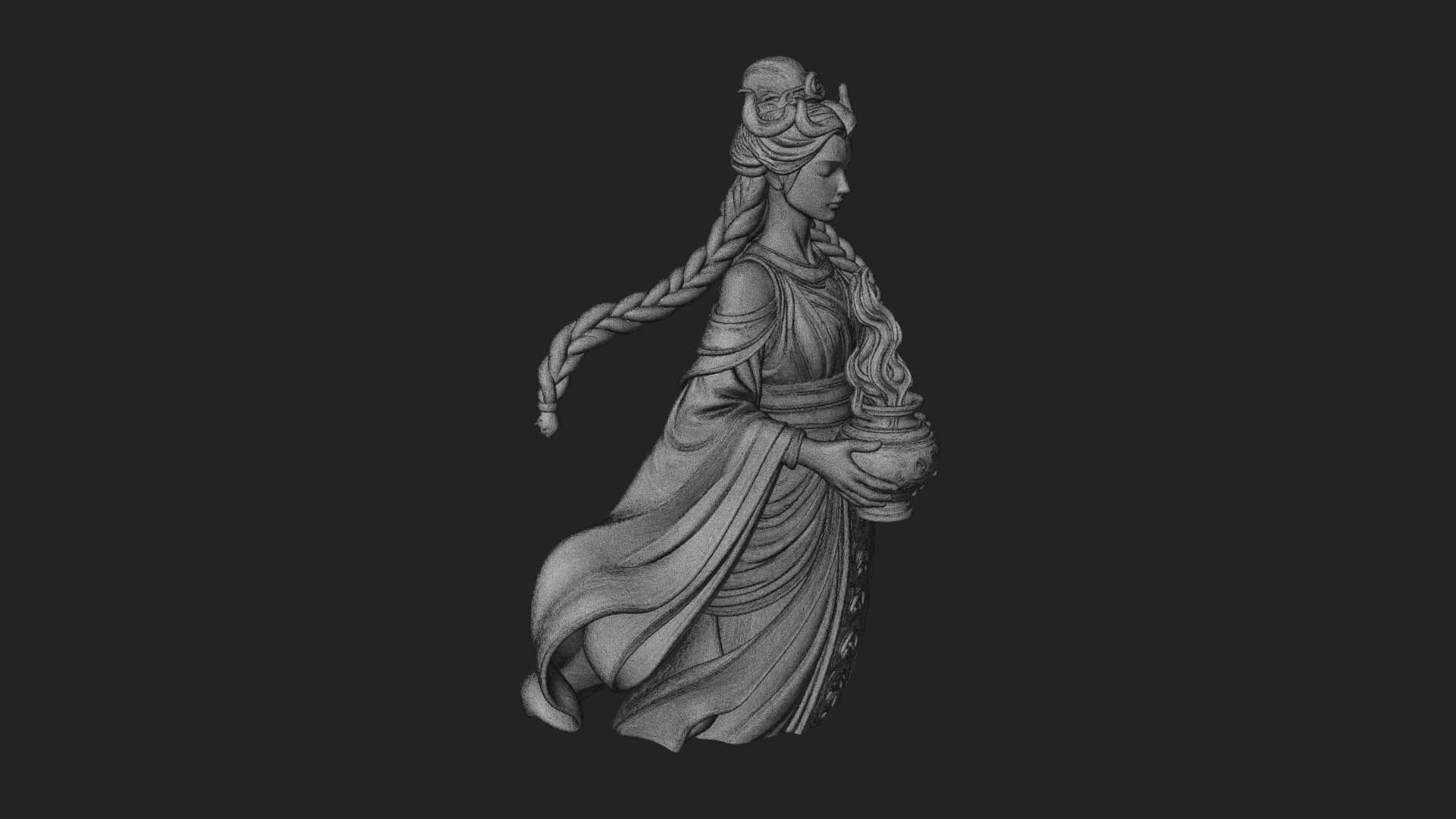 Woman with Water Jar Statue Design 1 3D Print Model 3D Model