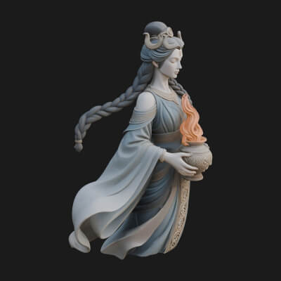 Woman with Water Jar Statue Design 1 3D Print Model