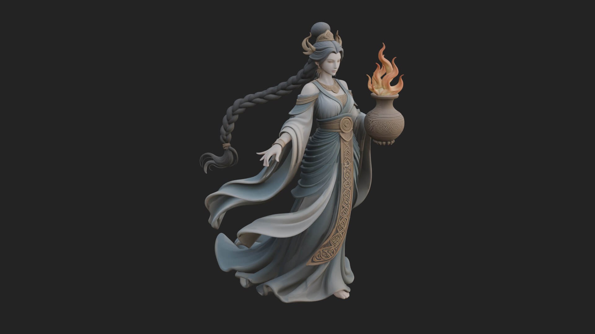 Woman with Water Jar Statue Design 2 3D Print Model 3D Model