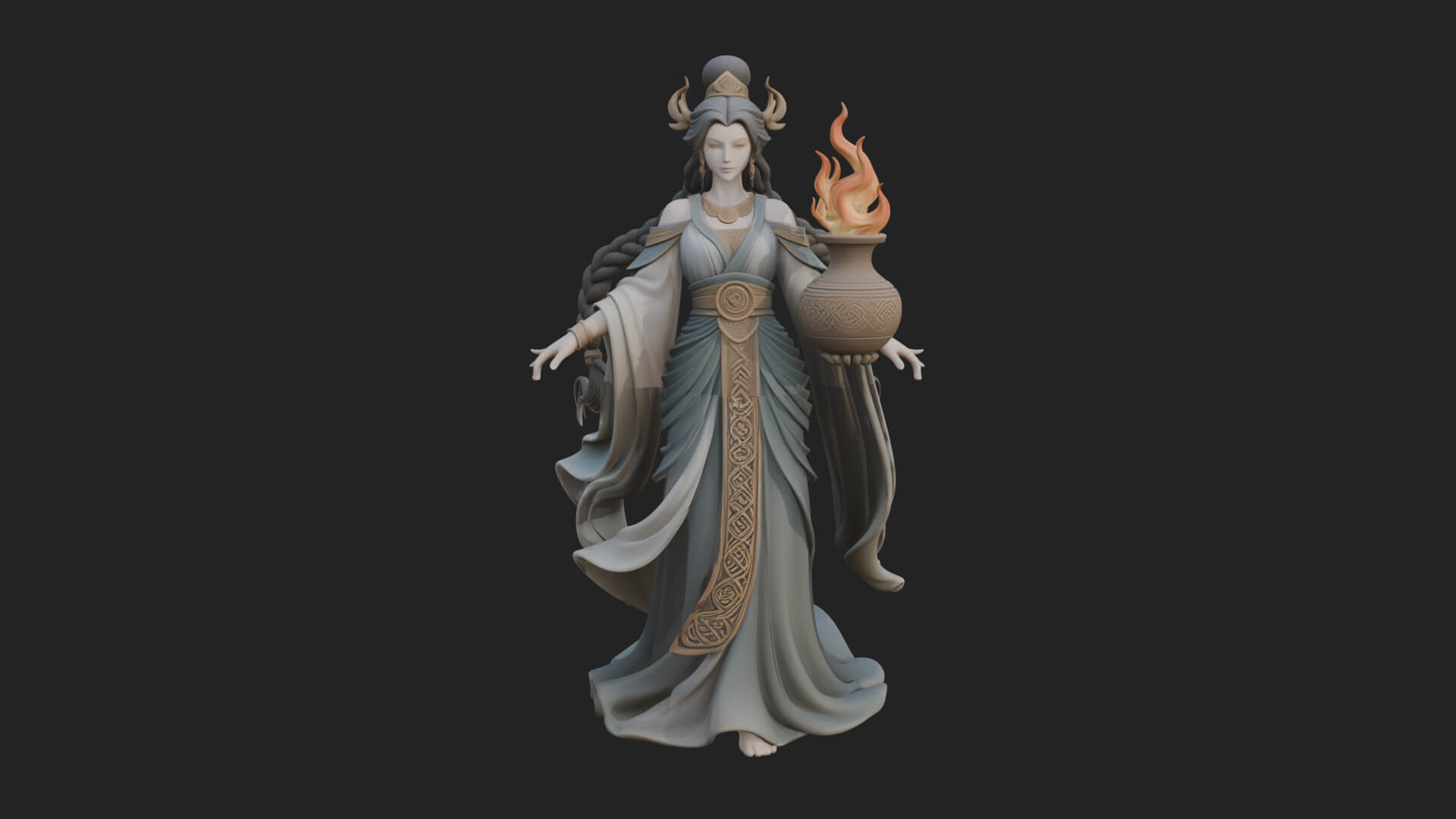 Woman with Water Jar Statue Design 2 3D Print Model 3D Model