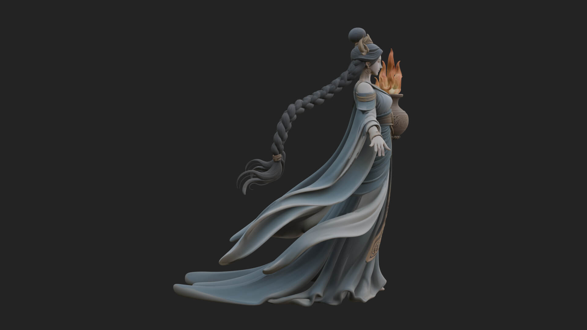 Woman with Water Jar Statue Design 2 3D Print Model 3D Model