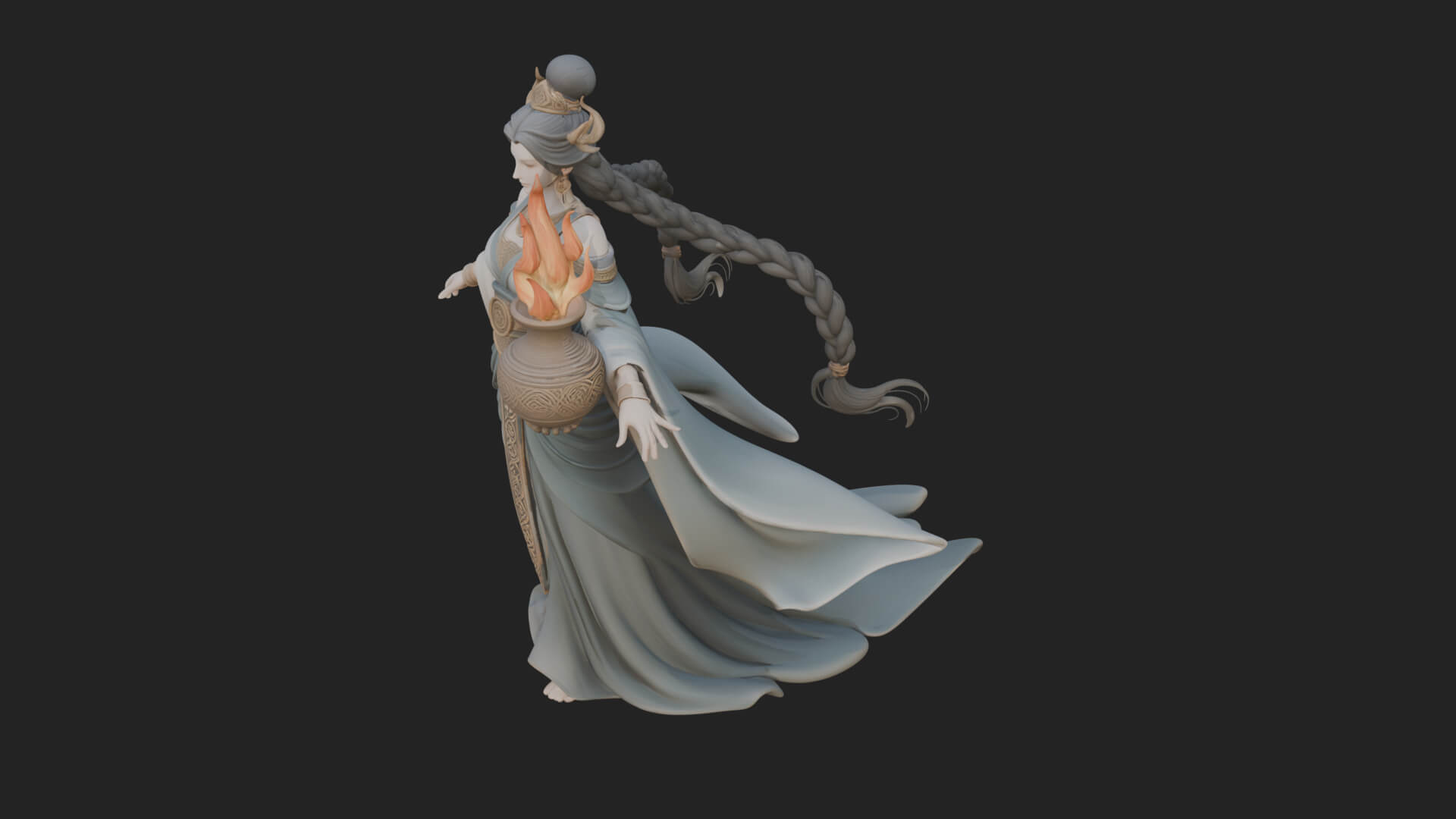 Woman with Water Jar Statue Design 2 3D Print Model 3D Model