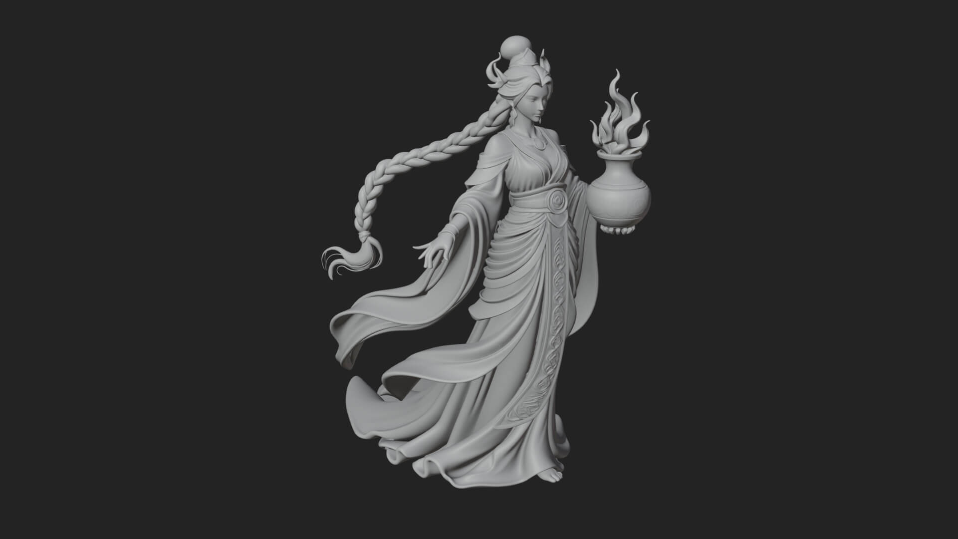 Woman with Water Jar Statue Design 2 3D Print Model 3D Model