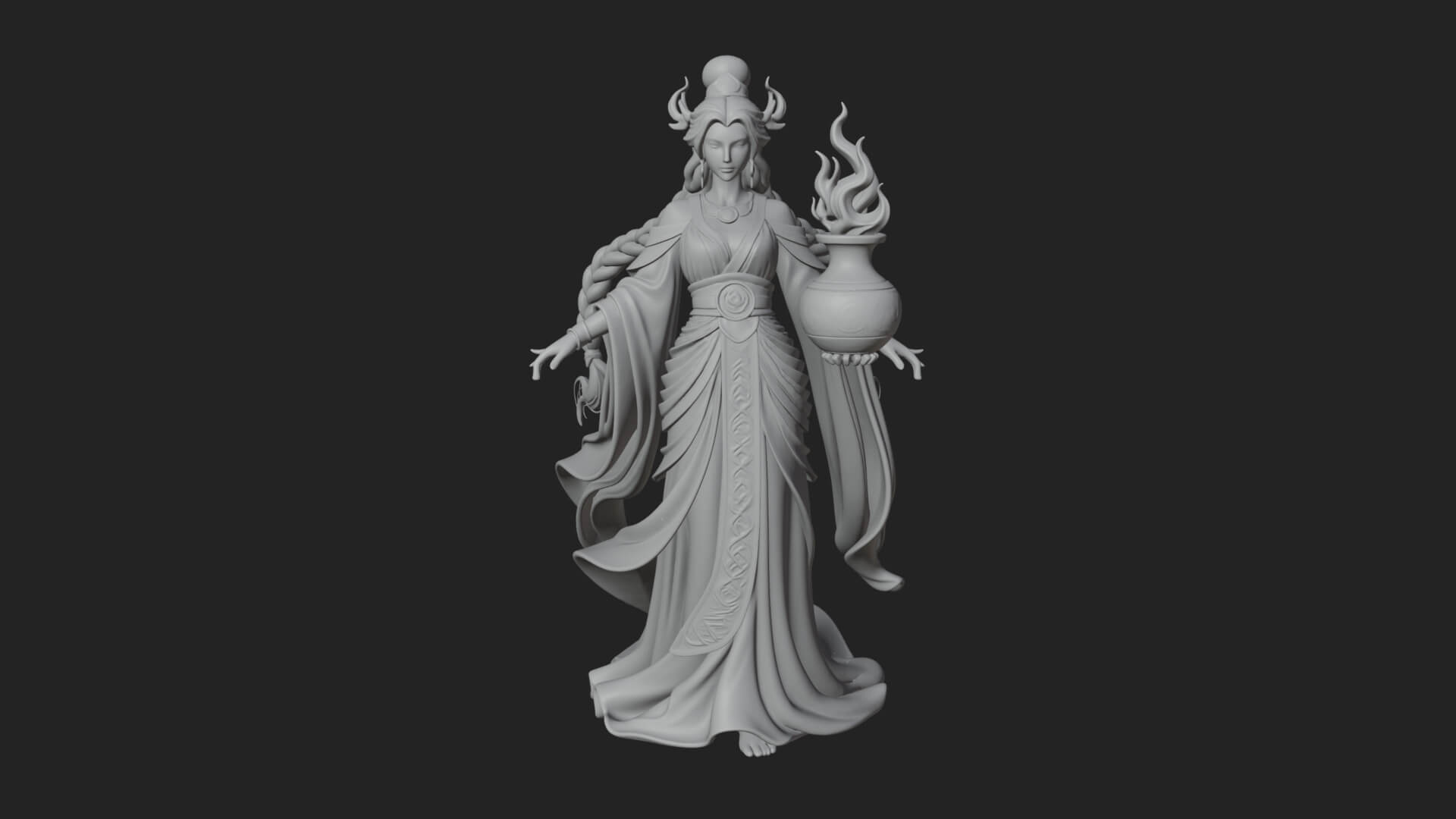 Woman with Water Jar Statue Design 2 3D Print Model 3D Model