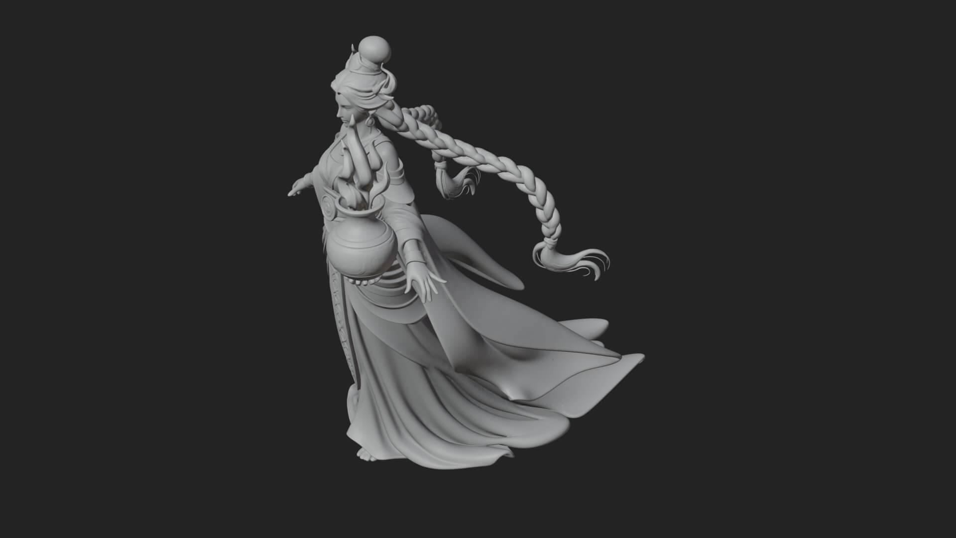 Woman with Water Jar Statue Design 2 3D Print Model 3D Model