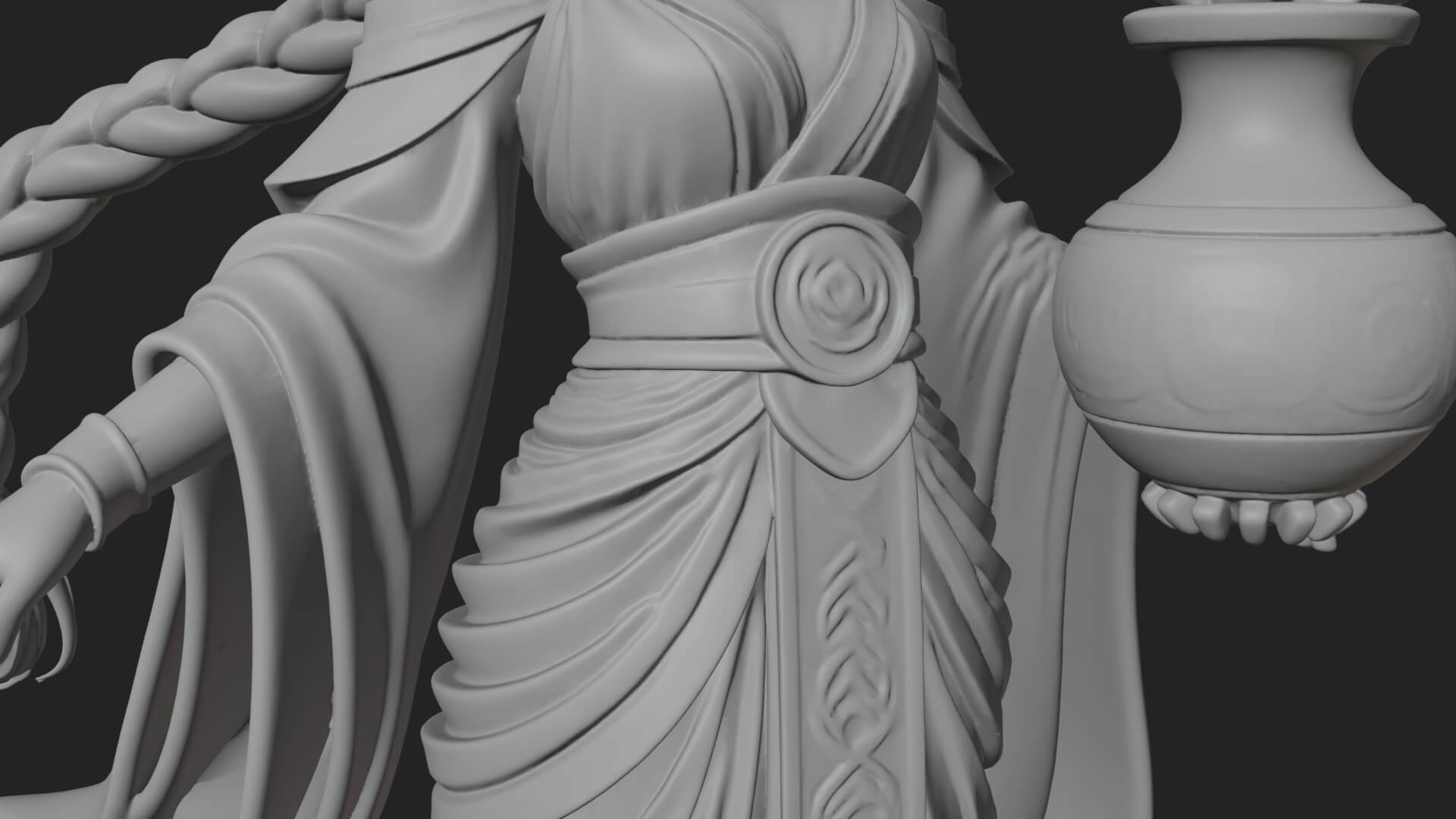 Woman with Water Jar Statue Design 2 3D Print Model 3D Model