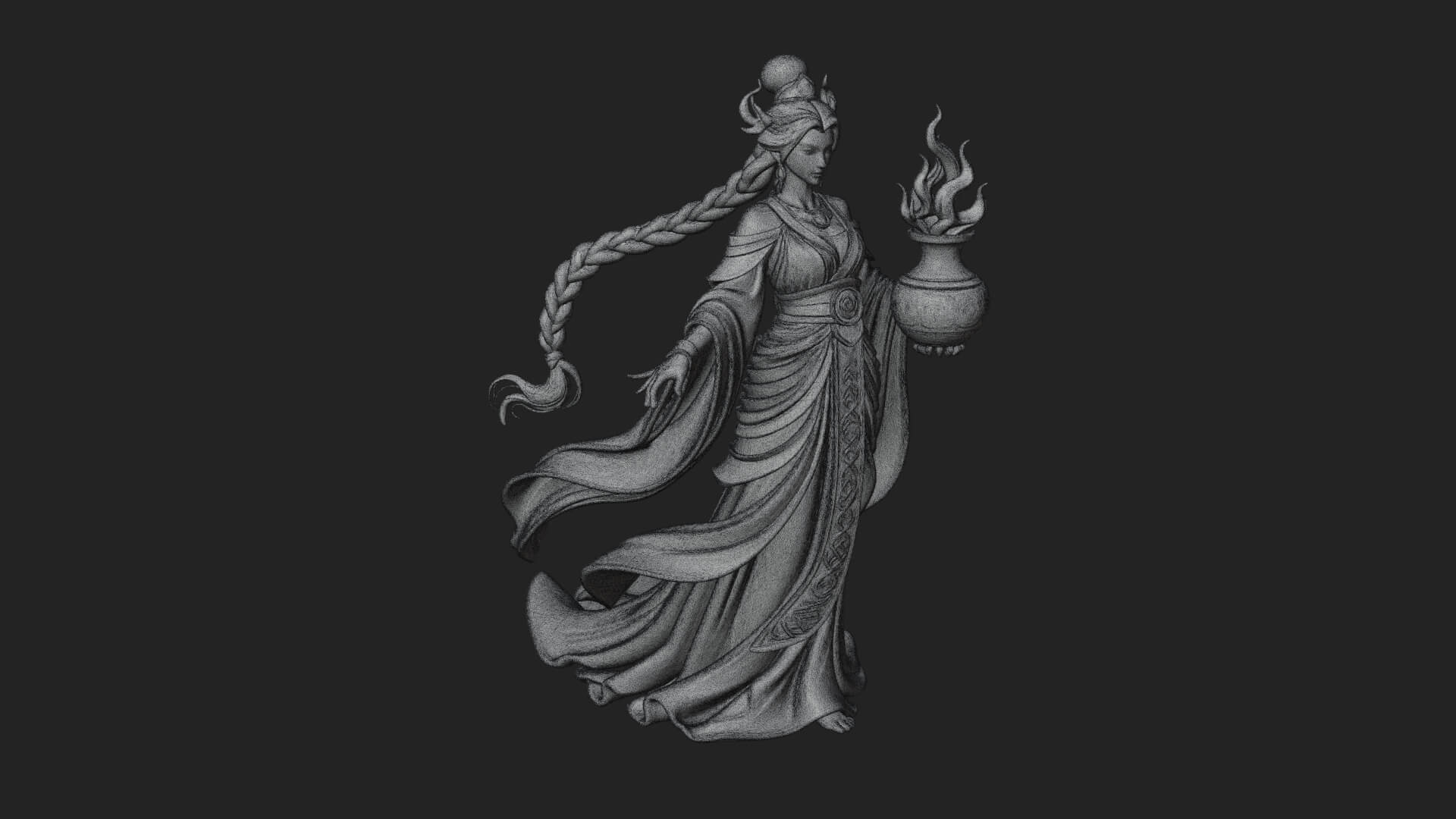 Woman with Water Jar Statue Design 2 3D Print Model 3D Model