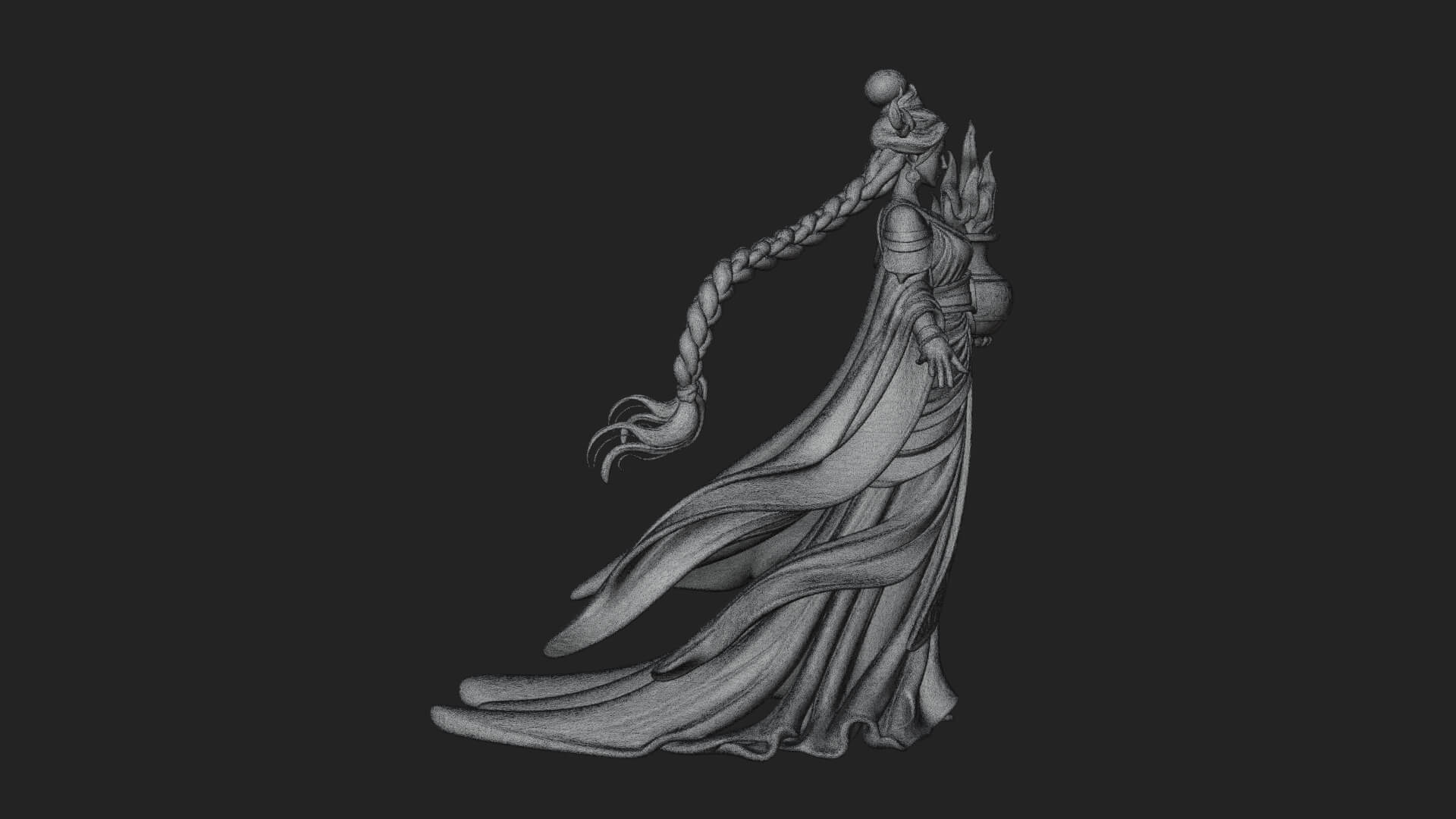 Woman with Water Jar Statue Design 2 3D Print Model 3D Model