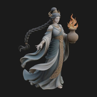 Woman with Water Jar Statue Design 2 3D Print Model