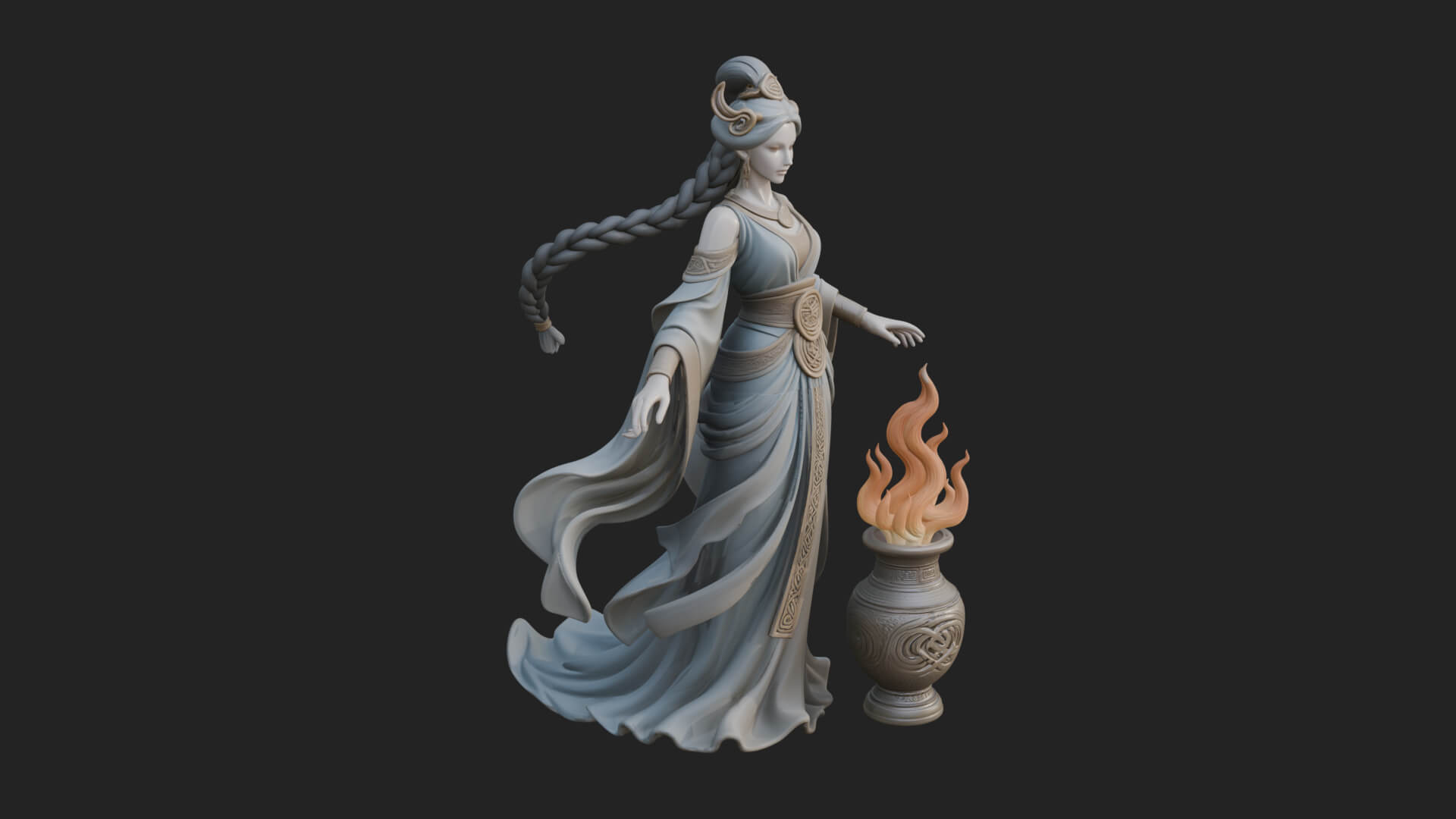 Woman with Water Jar Statue Design 3 3D Print Model 3D Model