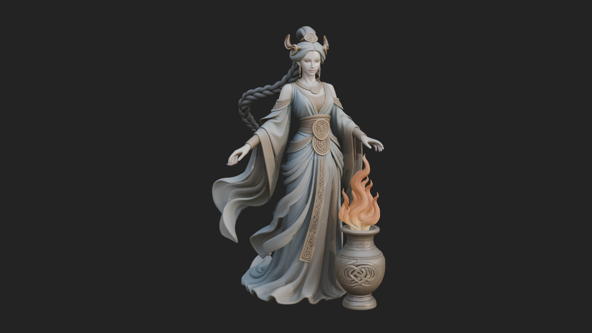 Woman with Water Jar Statue Design 3 3D Print Model 3D Model