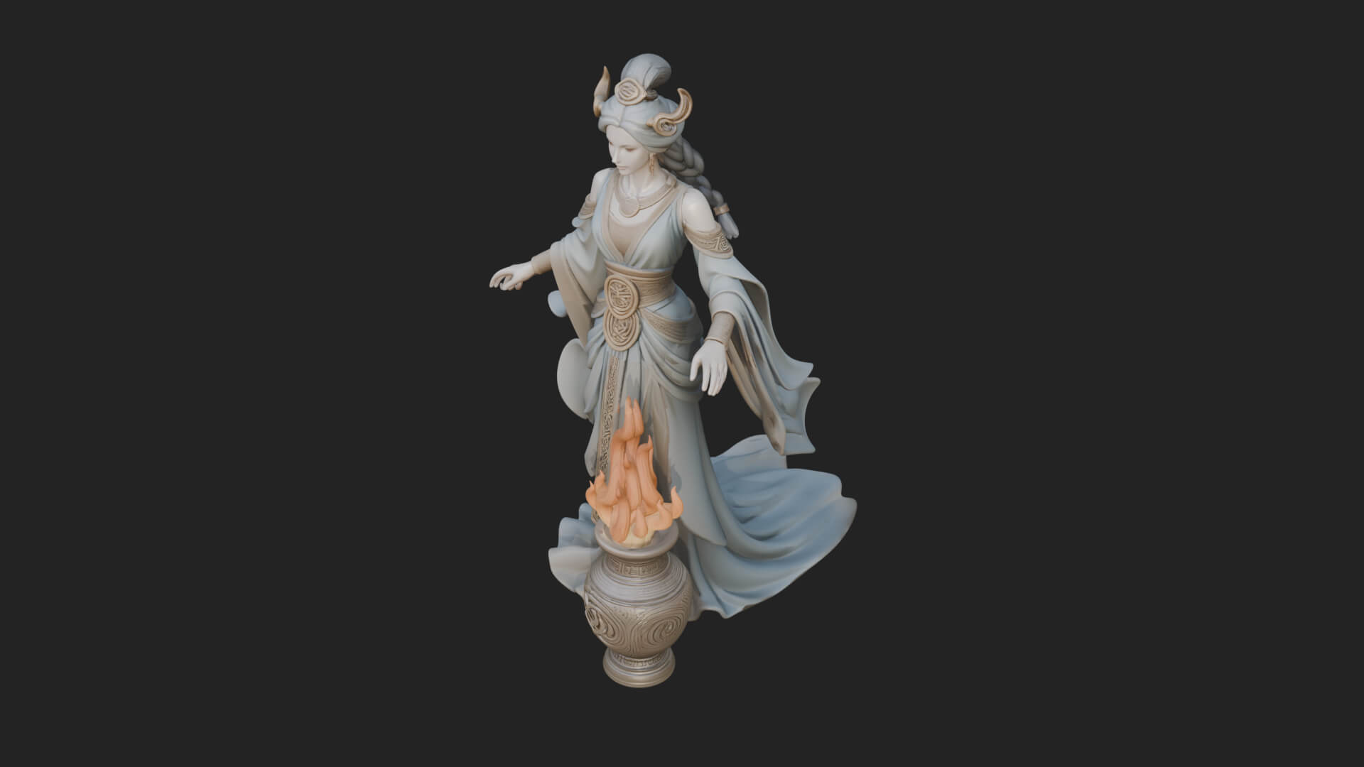 Woman with Water Jar Statue Design 3 3D Print Model 3D Model