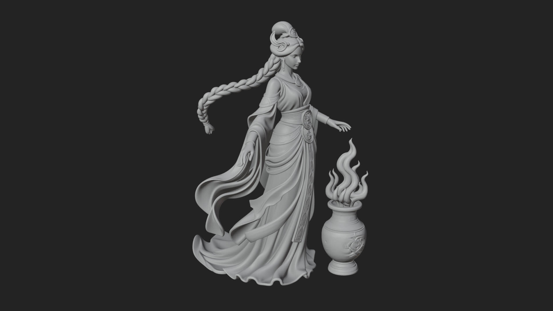 Woman with Water Jar Statue Design 3 3D Print Model 3D Model
