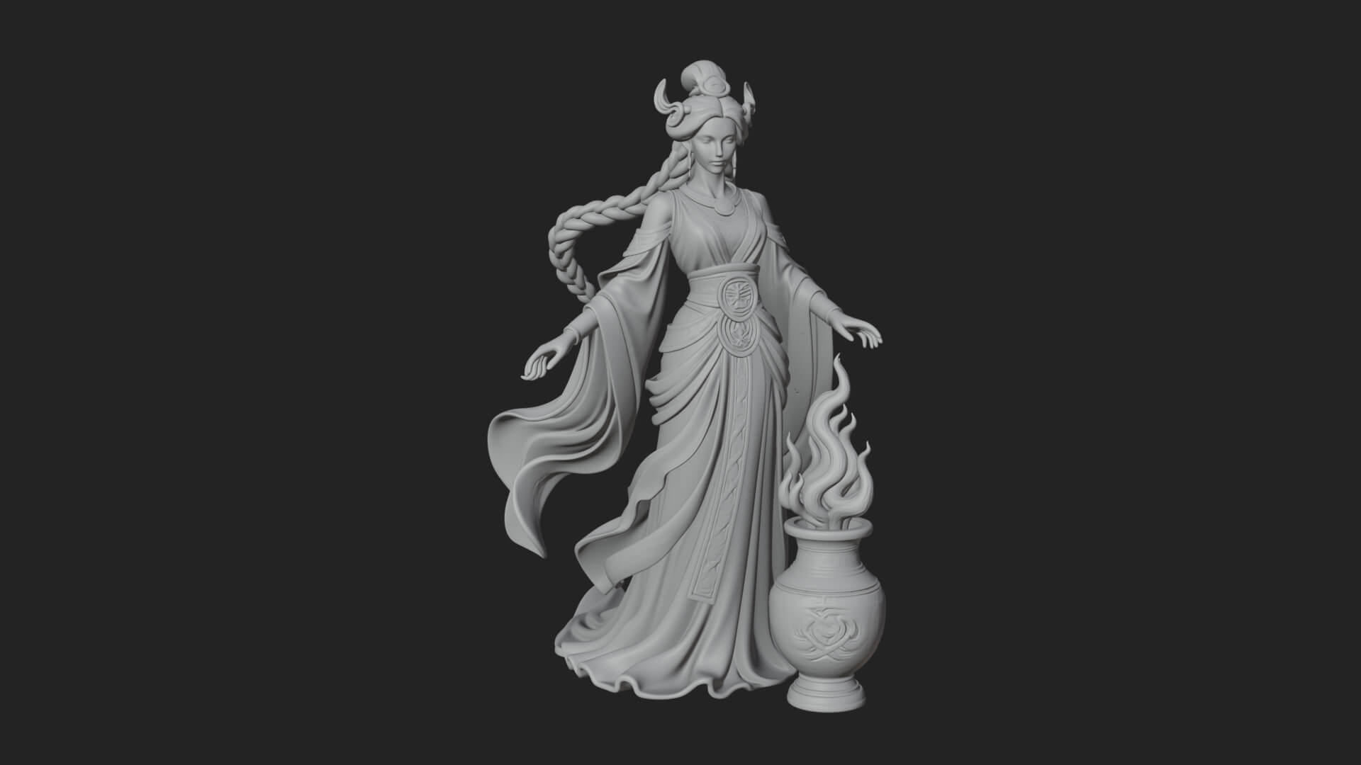 Woman with Water Jar Statue Design 3 3D Print Model 3D Model