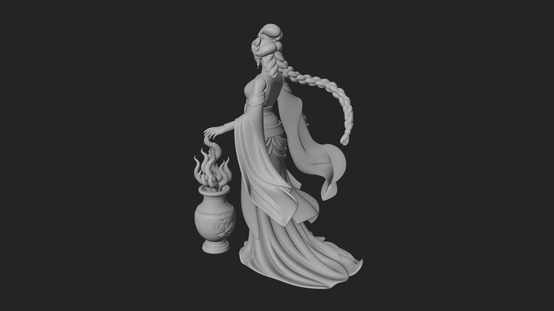 Woman with Water Jar Statue Design 3 3D Print Model 3D Model