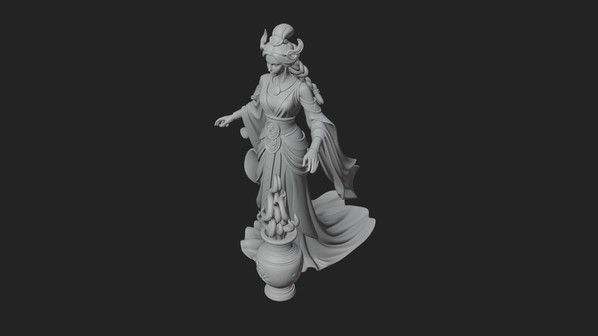 Woman with Water Jar Statue Design 3 3D Print Model 3D Model