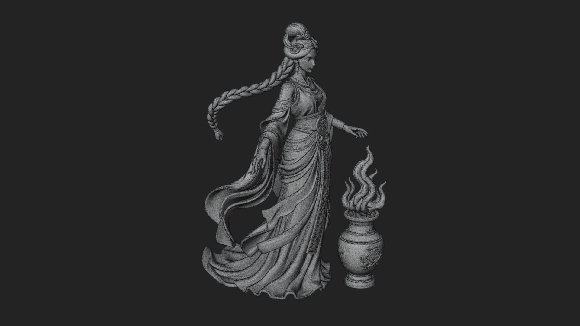 Woman with Water Jar Statue Design 3 3D Print Model 3D Model