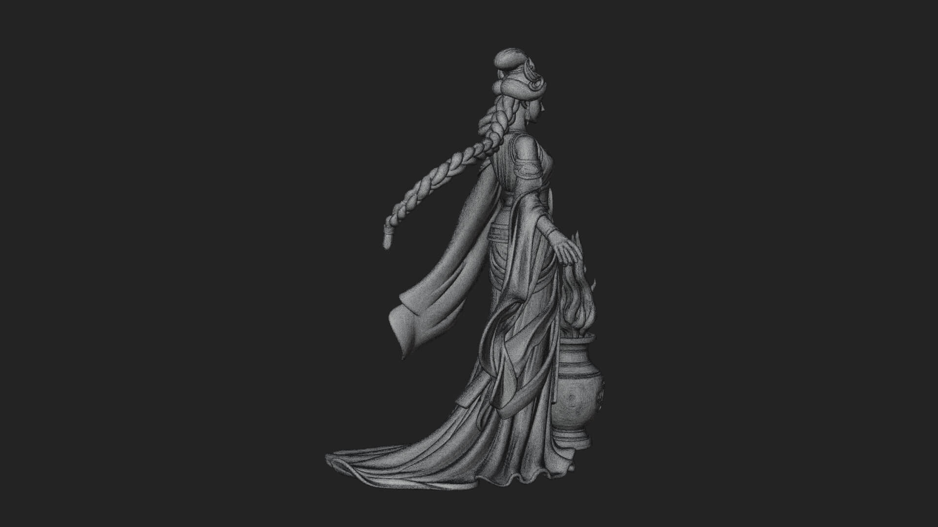 Woman with Water Jar Statue Design 3 3D Print Model 3D Model
