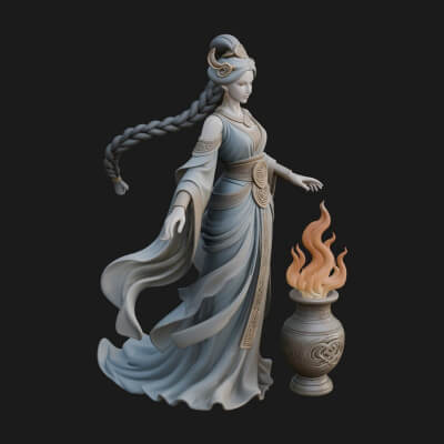 Woman with Water Jar Statue Design 3 3D Print Model
