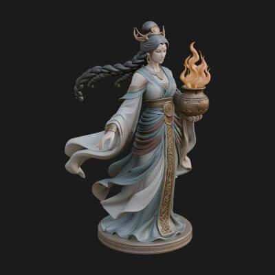 Woman with Water Jar Statue Design 4 3D Print Model