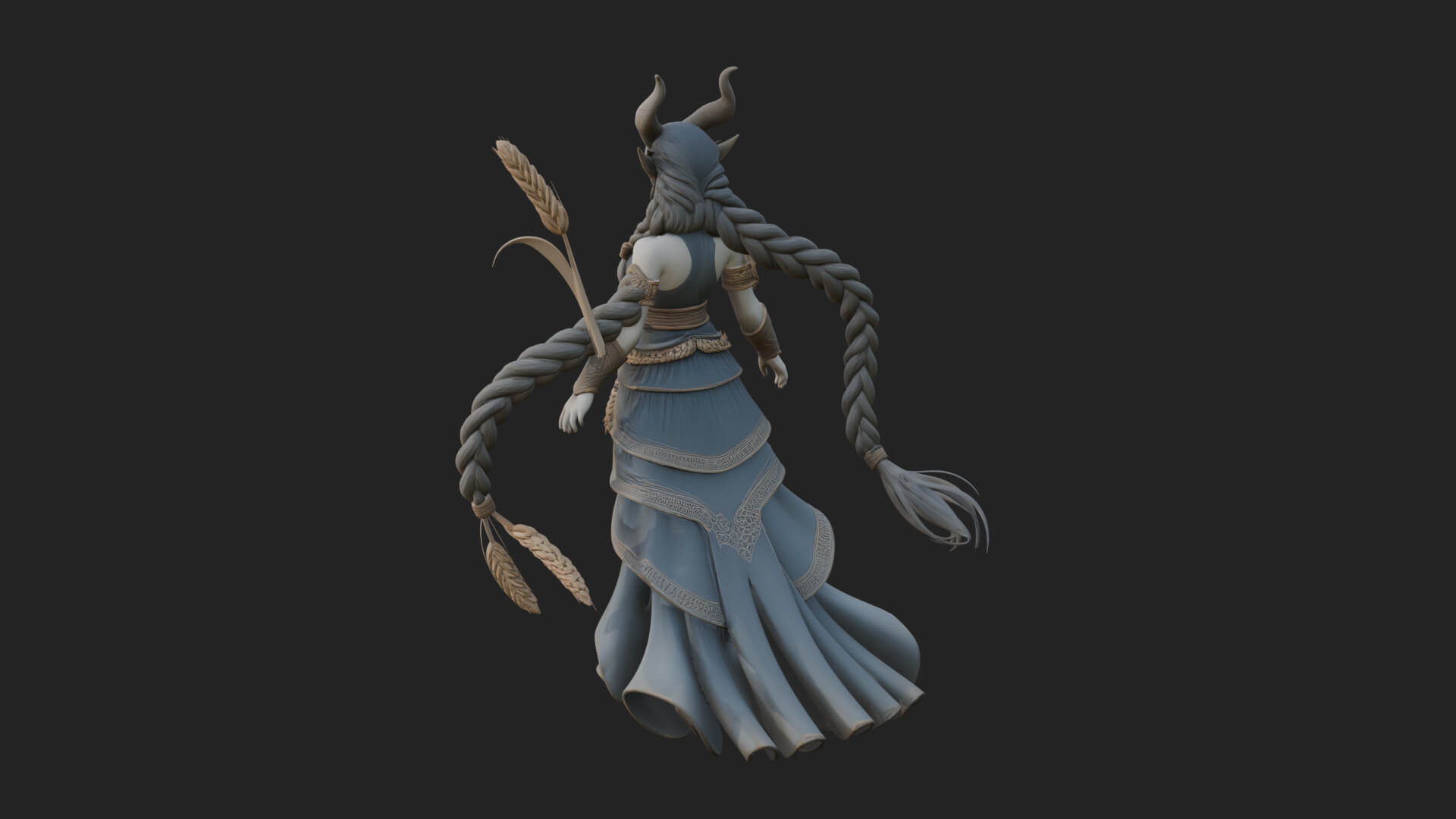 Woman with Wheat Sheaf Statue Design 1 3D Print Model 3D Model