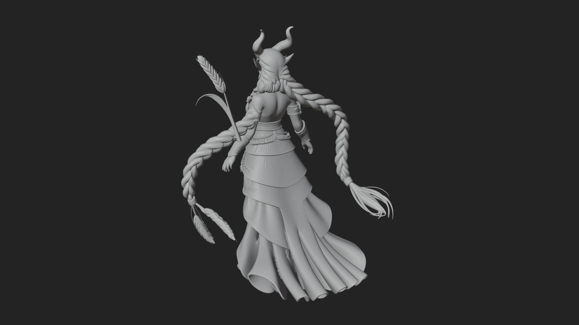 Woman with Wheat Sheaf Statue Design 1 3D Print Model 3D Model