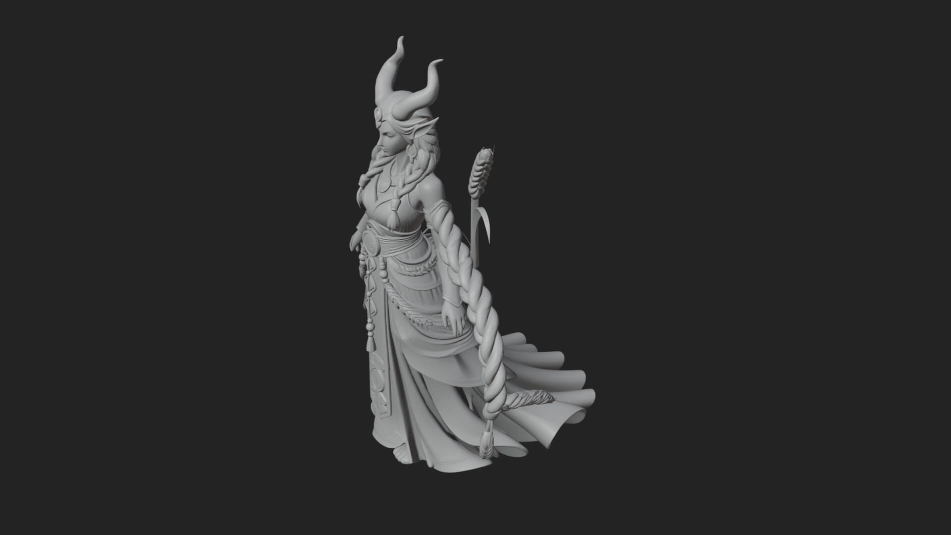 Woman with Wheat Sheaf Statue Design 1 3D Print Model 3D Model