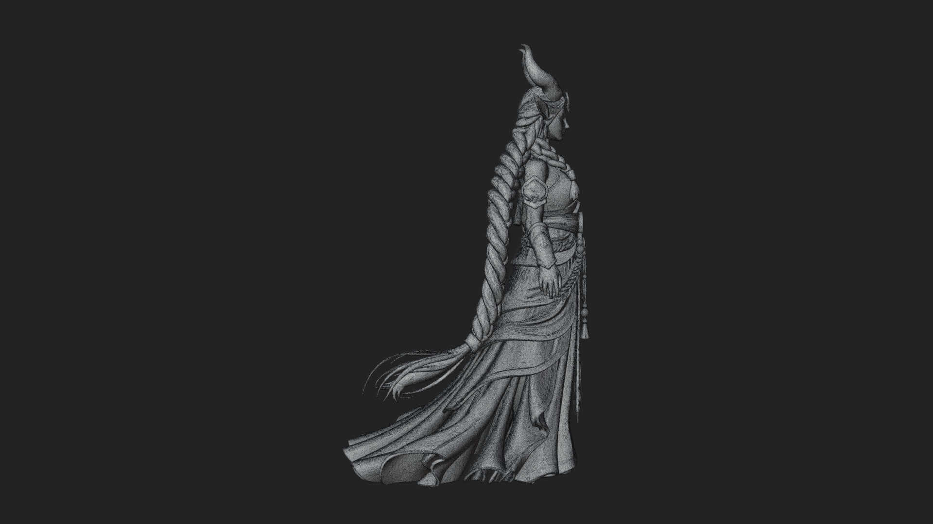 Woman with Wheat Sheaf Statue Design 1 3D Print Model 3D Model