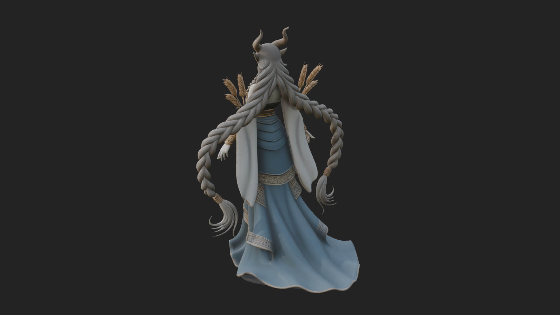 Woman with Wheat Sheaf Statue Design 2 3D Print Model 3D Model