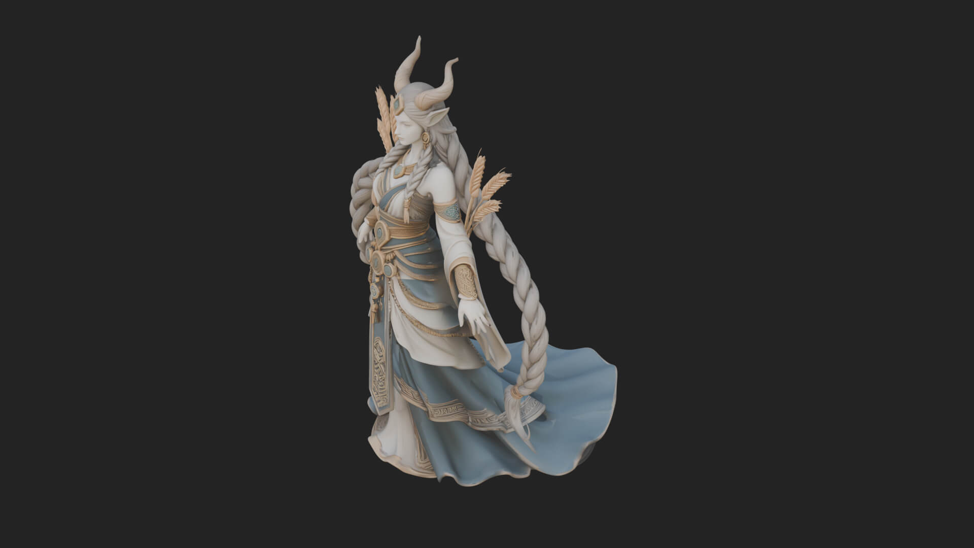 Woman with Wheat Sheaf Statue Design 2 3D Print Model 3D Model