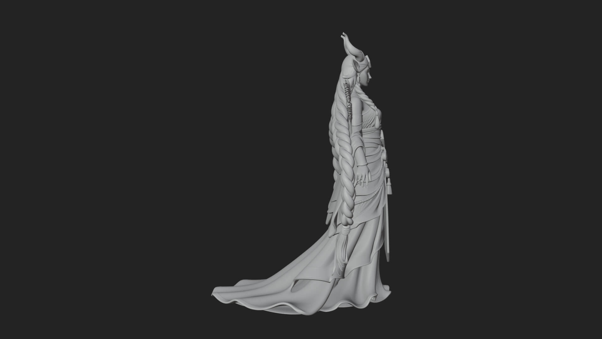 Woman with Wheat Sheaf Statue Design 2 3D Print Model 3D Model