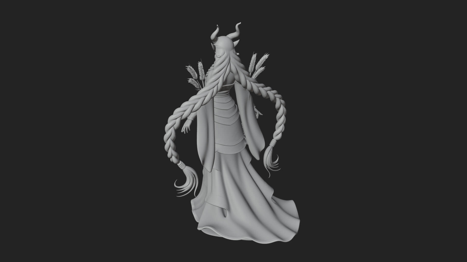 Woman with Wheat Sheaf Statue Design 2 3D Print Model 3D Model