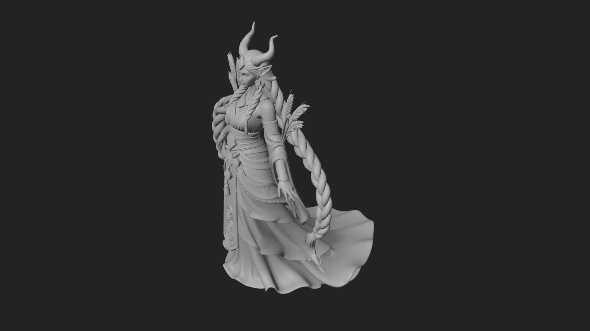 Woman with Wheat Sheaf Statue Design 2 3D Print Model 3D Model