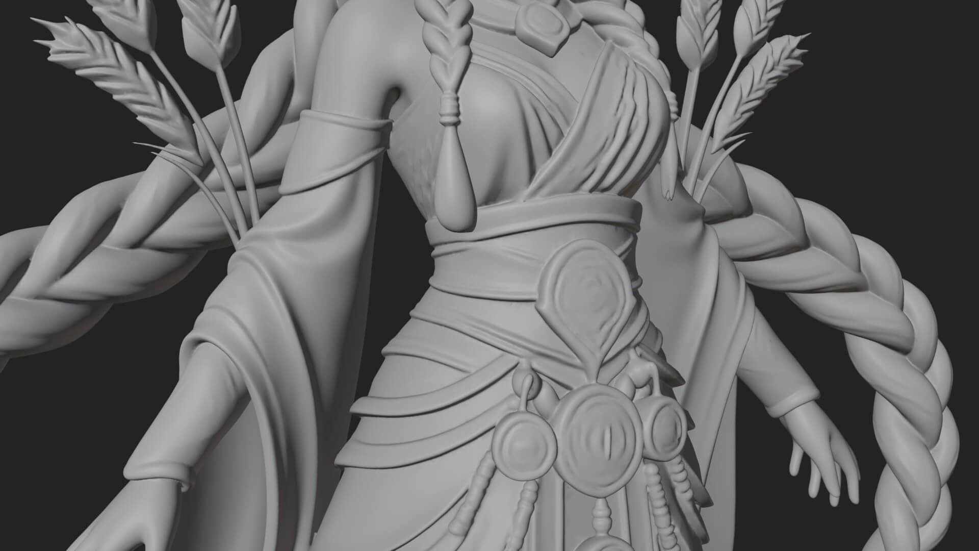 Woman with Wheat Sheaf Statue Design 2 3D Print Model 3D Model