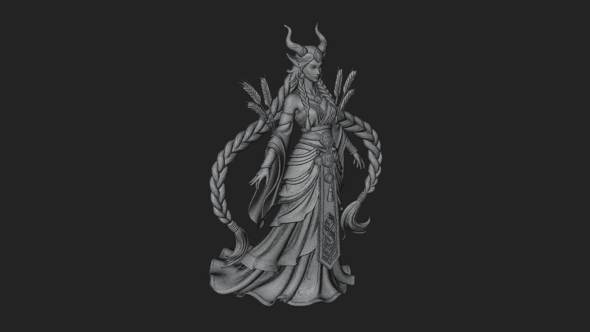Woman with Wheat Sheaf Statue Design 2 3D Print Model 3D Model