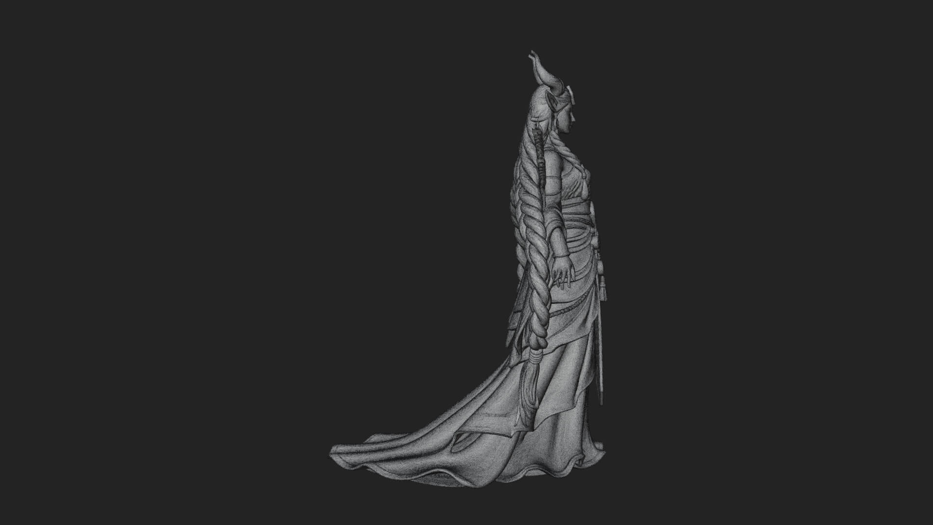 Woman with Wheat Sheaf Statue Design 2 3D Print Model 3D Model