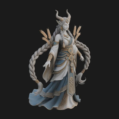 Woman with Wheat Sheaf Statue Design 2 3D Print Model