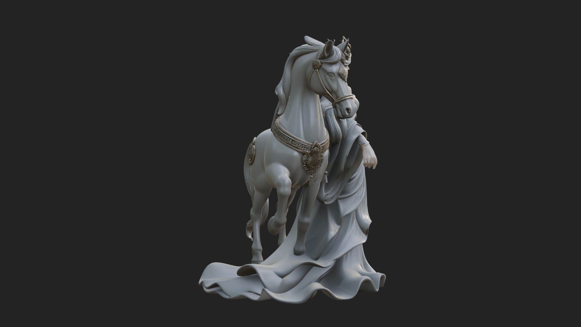 Woman with White Horse Statue Design 1 3D Print Model 3D Model
