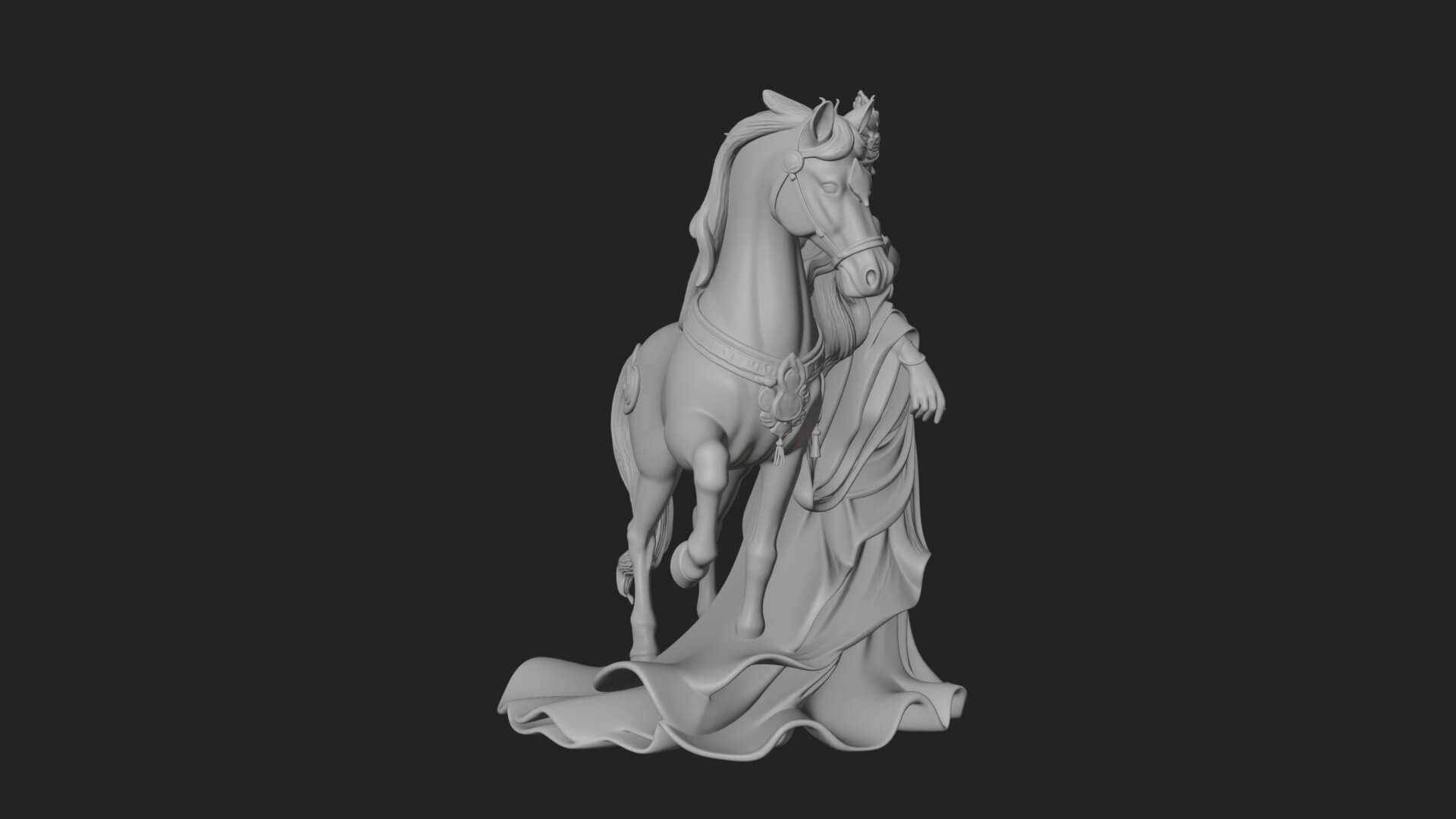 Woman with White Horse Statue Design 1 3D Print Model 3D Model
