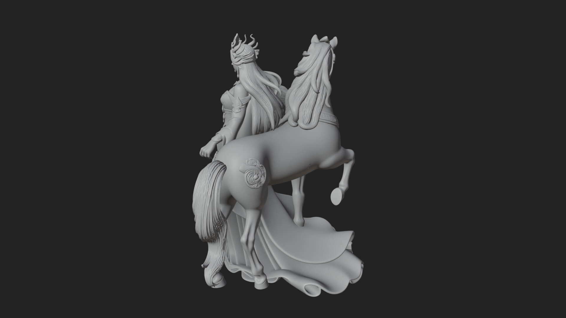 Woman with White Horse Statue Design 1 3D Print Model 3D Model