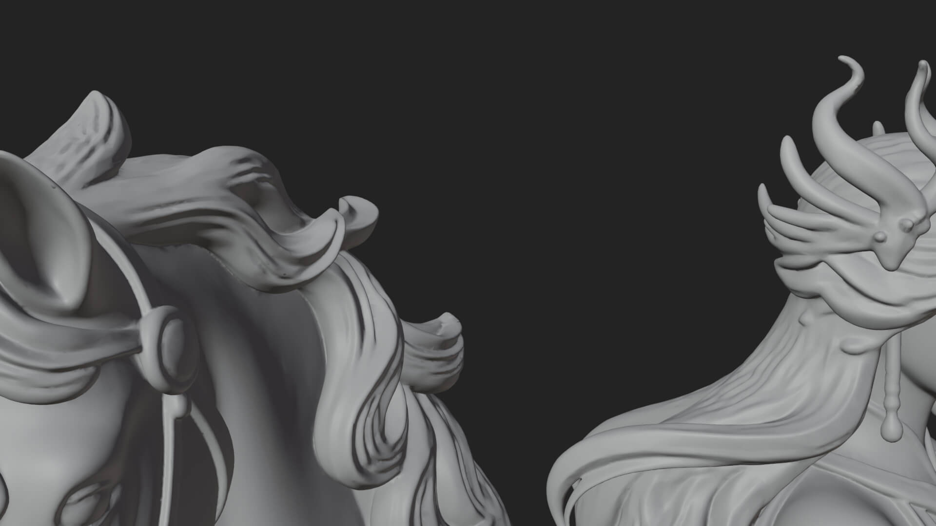Woman with White Horse Statue Design 1 3D Print Model 3D Model
