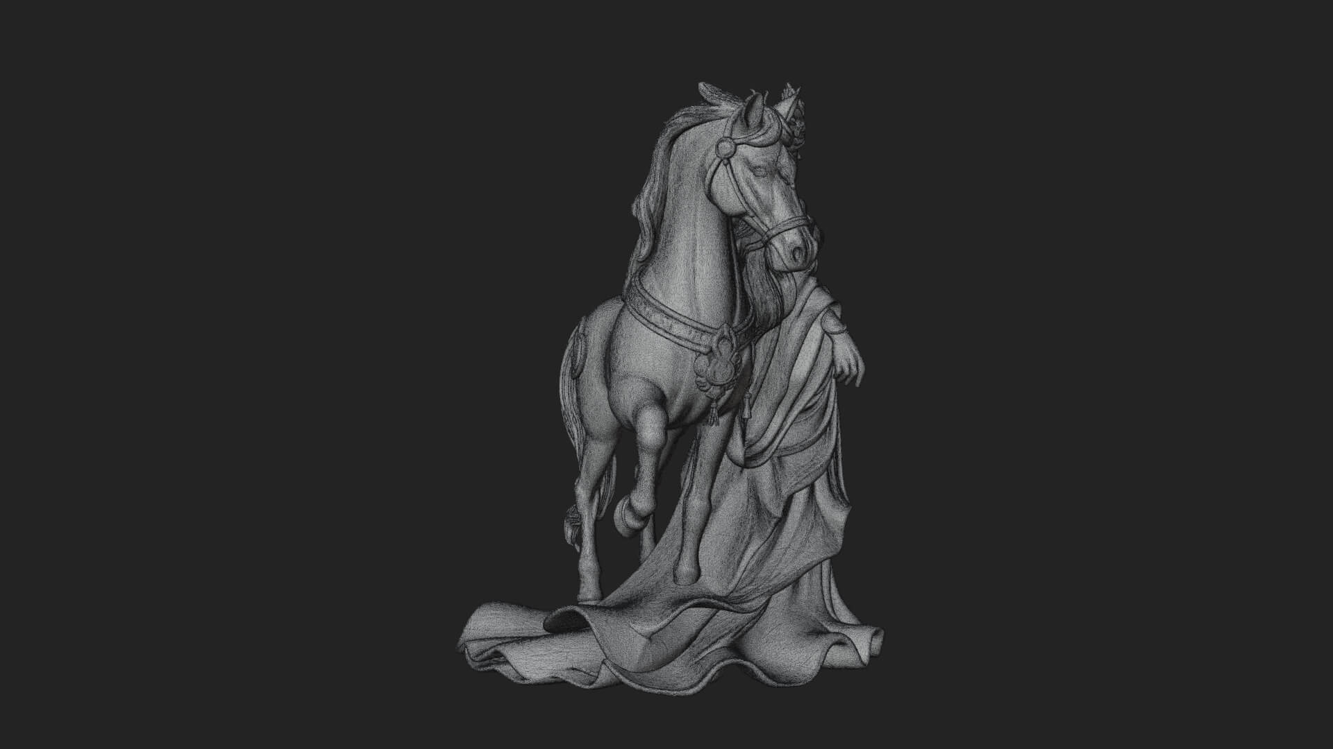 Woman with White Horse Statue Design 1 3D Print Model 3D Model