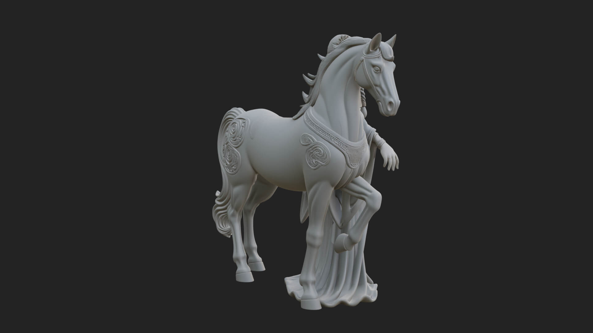 Woman with White Horse Statue Design 2 3D Print Model 3D Model