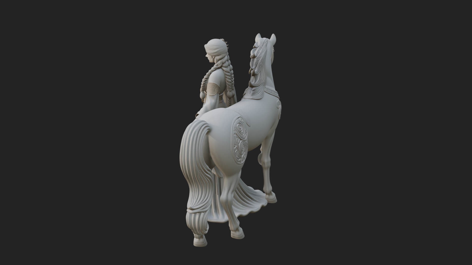 Woman with White Horse Statue Design 2 3D Print Model 3D Model