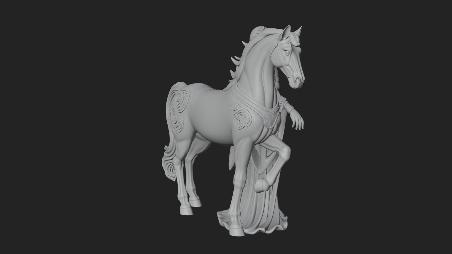 Woman with White Horse Statue Design 2 3D Print Model 3D Model