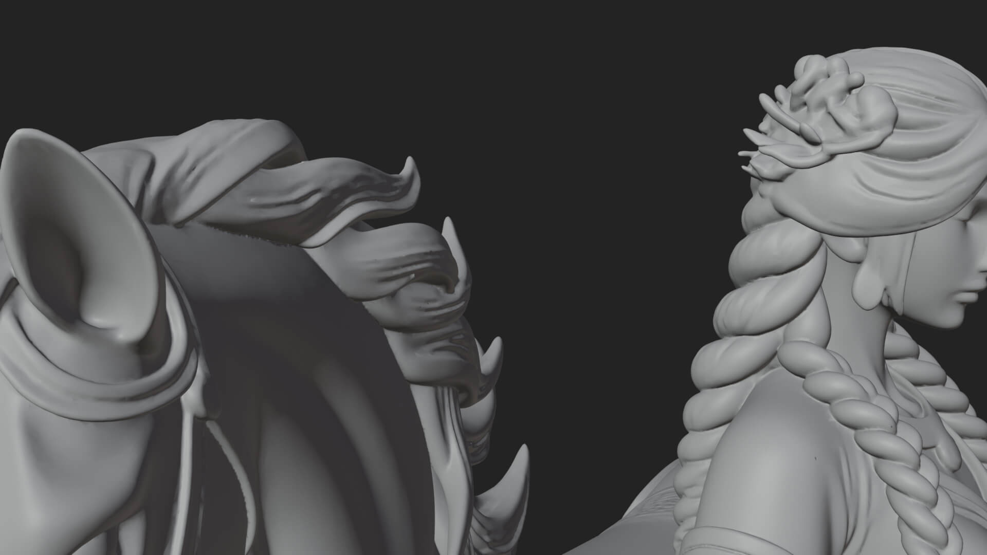 Woman with White Horse Statue Design 2 3D Print Model 3D Model