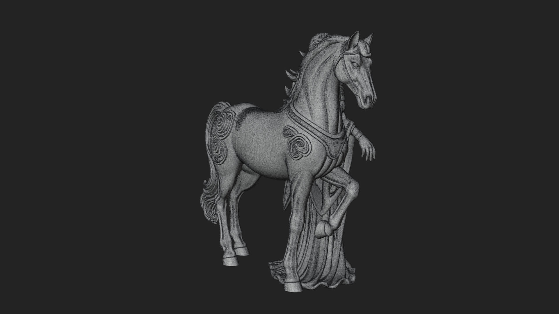 Woman with White Horse Statue Design 2 3D Print Model 3D Model