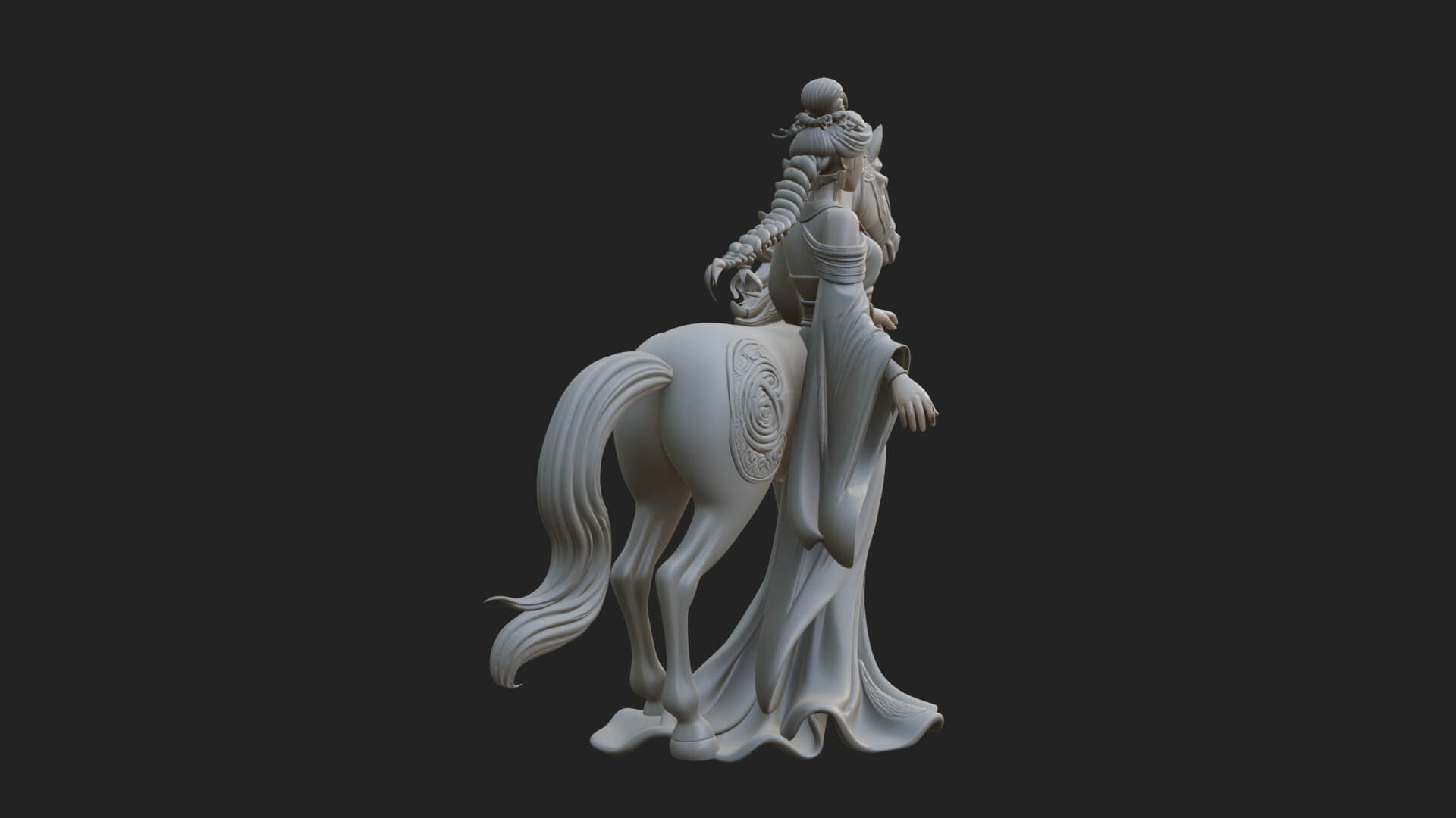 Woman with White Horse Statue Design 3 3D Print Model 3D Model